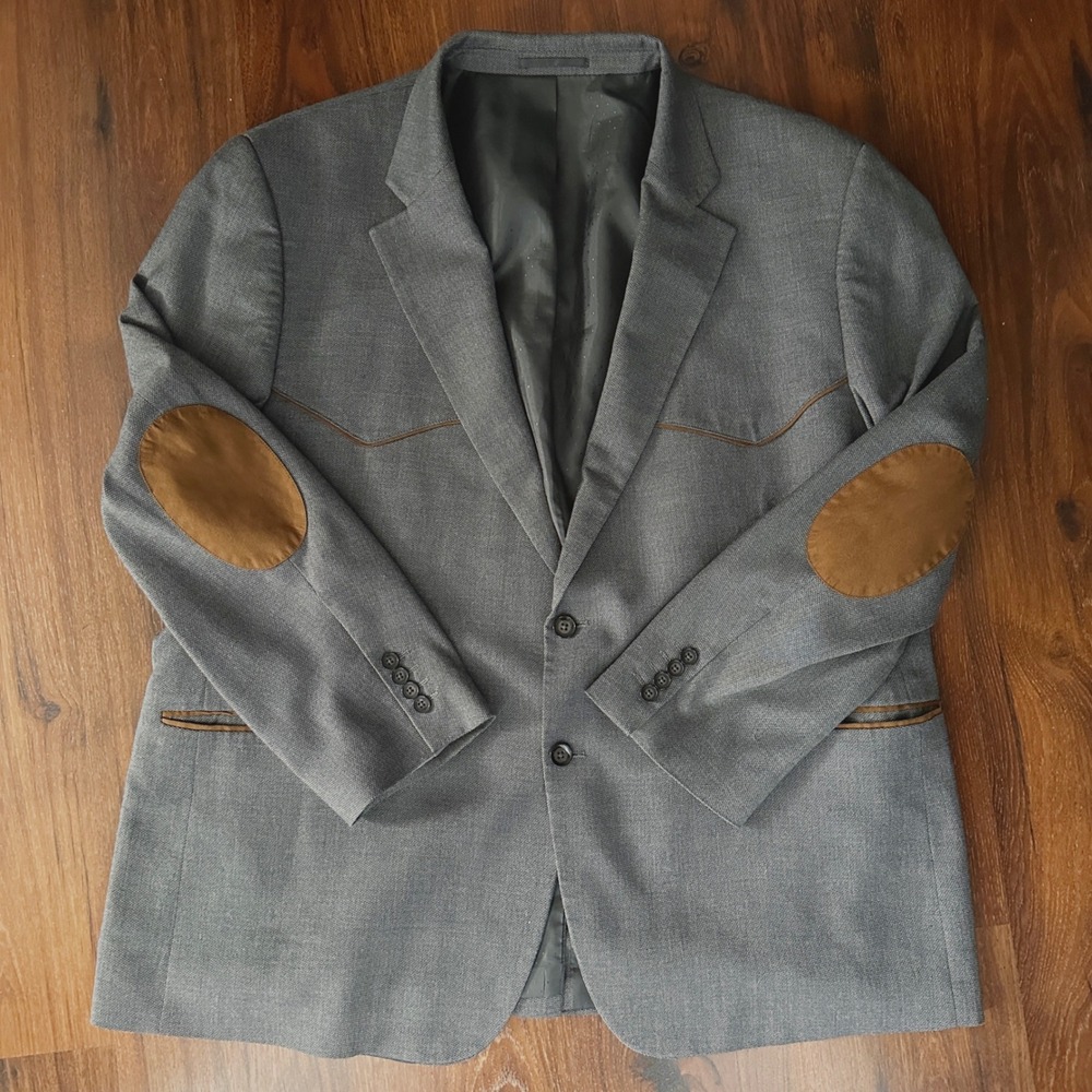 Red Sky Tan Elbow Patch Grey Western Blazer Sport Coat Mens Size 52R